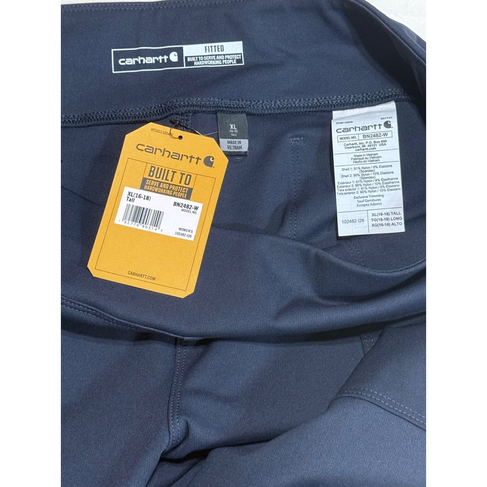 Carhartt Utility Leggings Womens XL Tall Navy Blue Force Fitted Athletic Hiking - Picture 4 of 10